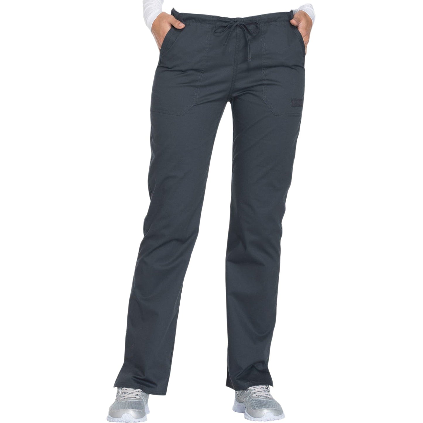 Cherokee Scrubs Pants M / Tall Length Cherokee WW130 Mid Rise Straight Leg Drawstring Pant Pewter