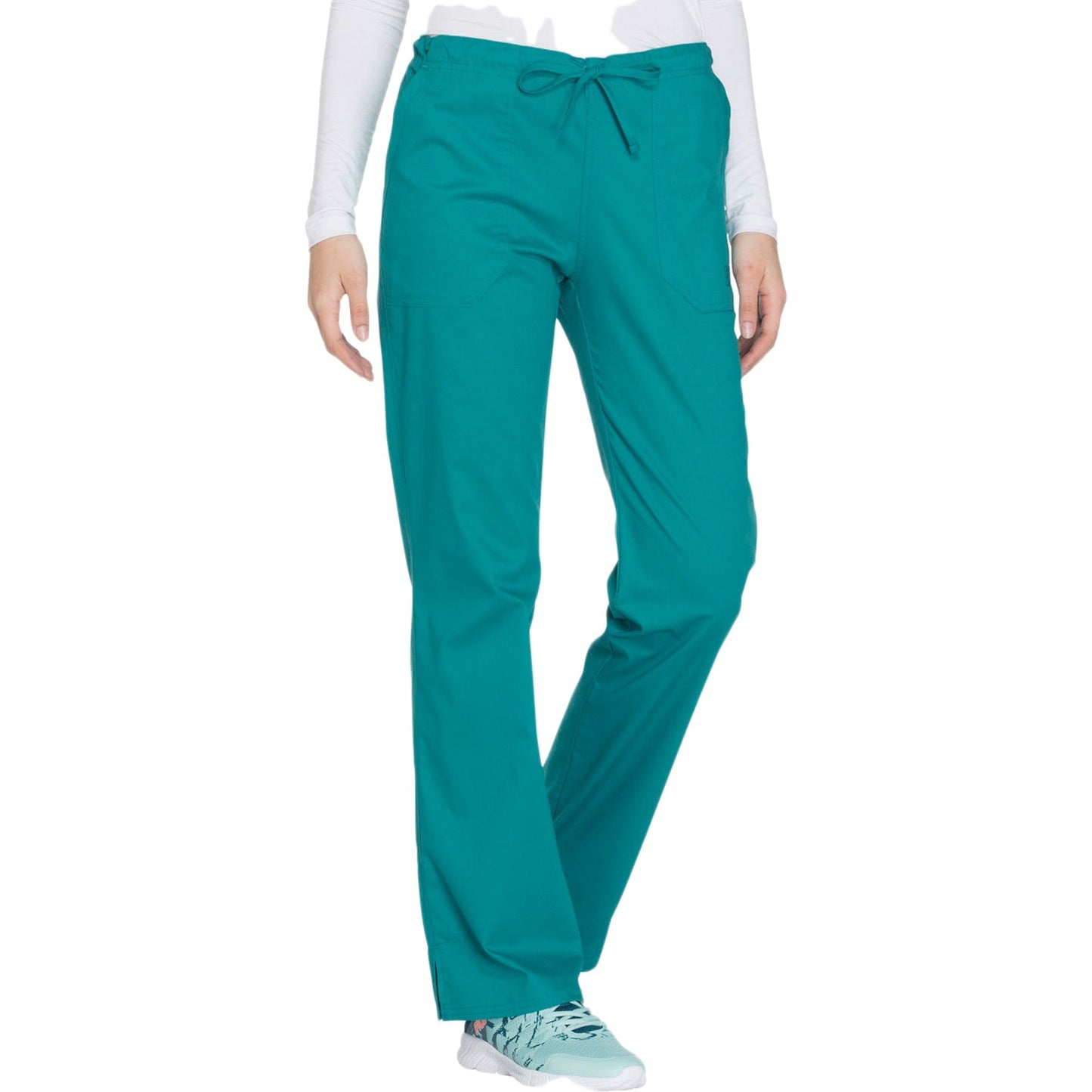 Cherokee Scrubs Pants L / Regular Cherokee WW130 Mid Rise Straight Leg Drawstring Pant Teal Blue