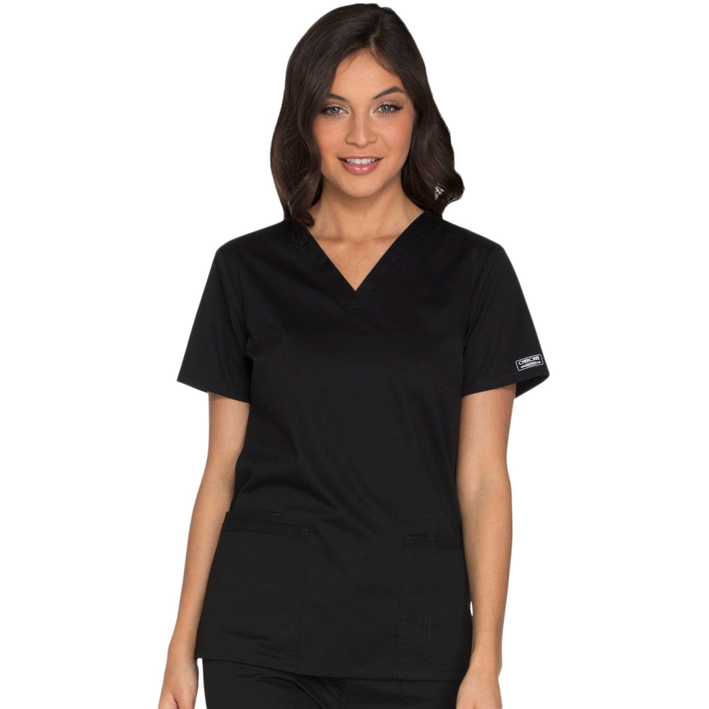 PIM-BUN XXS Cherokee WW630 Black - WW Core Stretch V-Neck Top