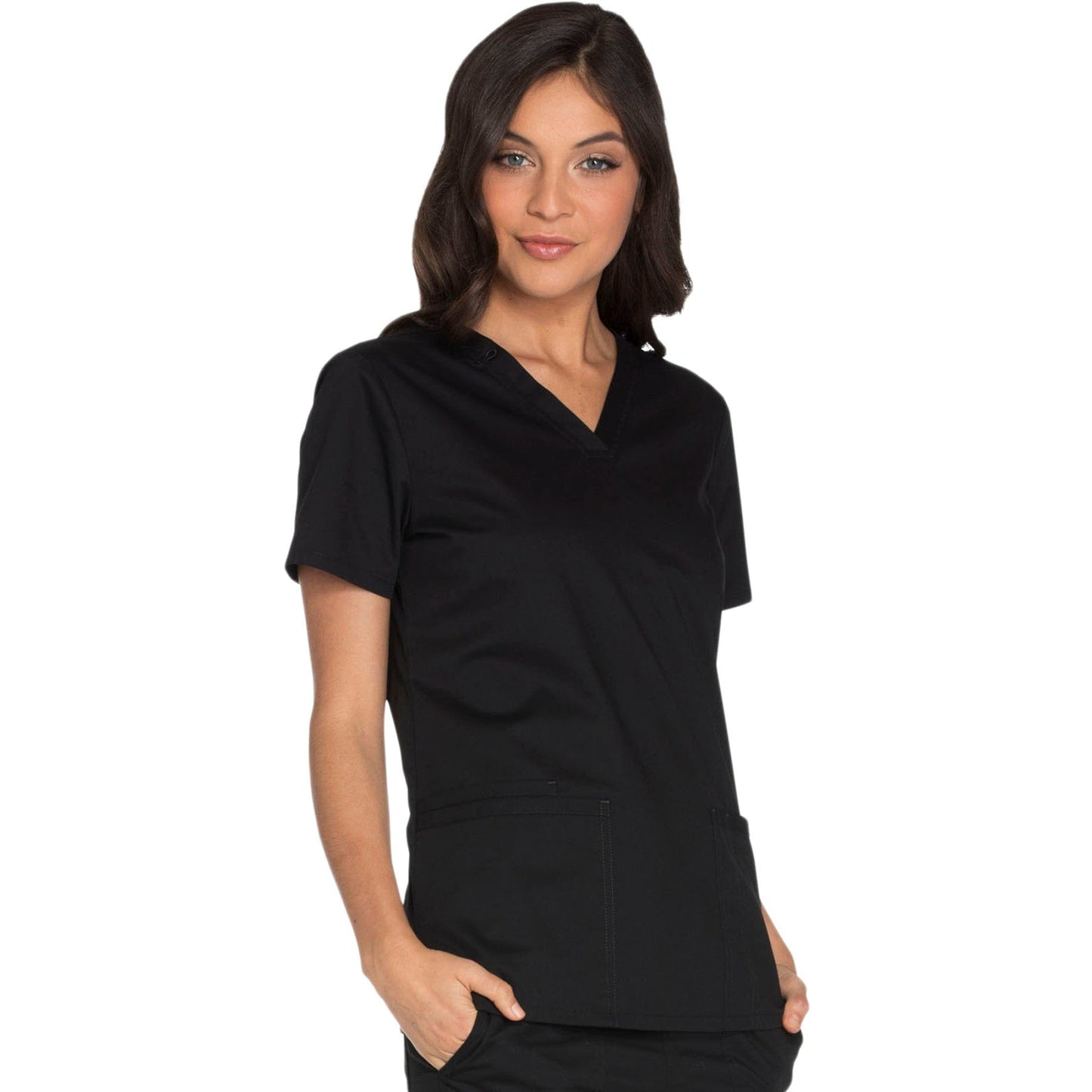 PIM-BUN XXS Cherokee WW630 Black - WW Core Stretch V-Neck Top
