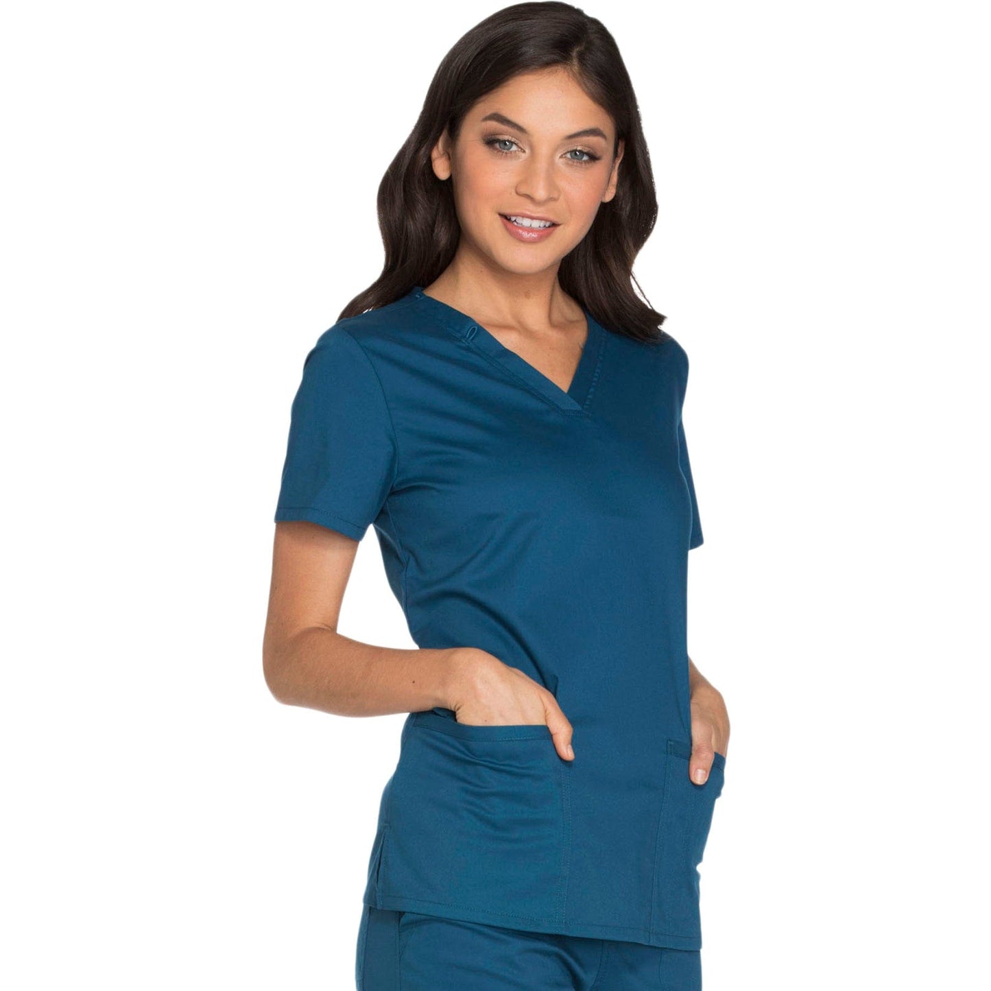Cherokee Scrub Tops XXS Cherokee WW630 Caribbean Blue - WW Core Stretch V-Neck Scrubs Top