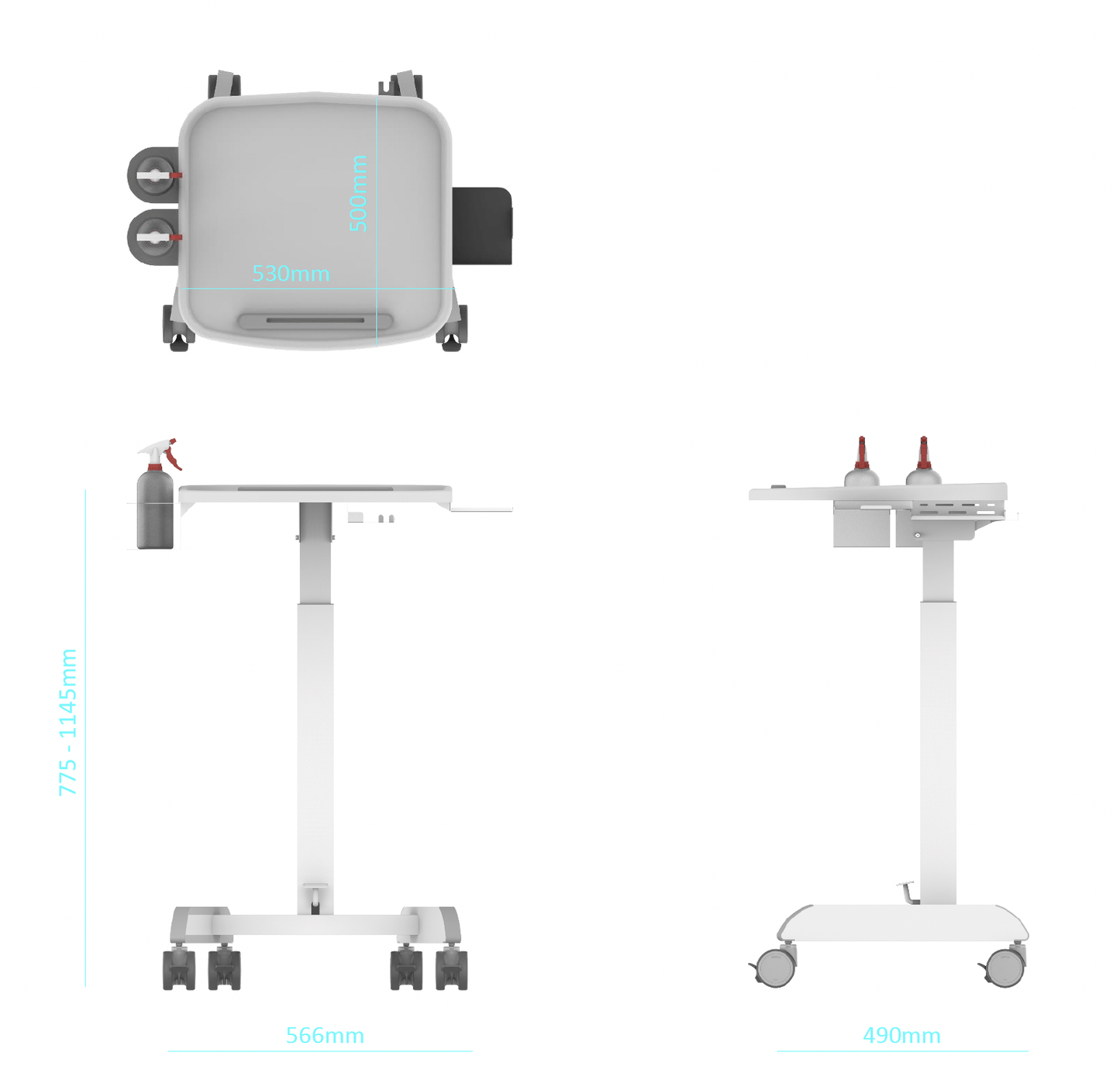 Clinicart Mobile Laptop Equipment Cart