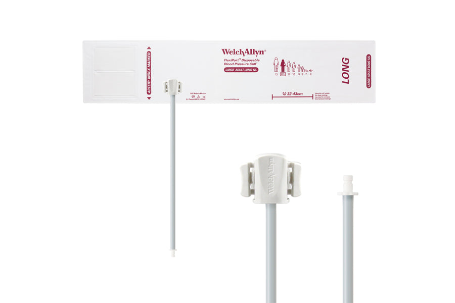 Hillrom - Welch Allyn Soft Disposable FlexiPort Cuff - One-Tube, Bayonet, Large Adult Long, Size 12L, 32-43 cm