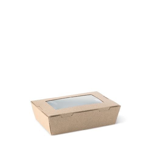 Detpak Disposable Food Packaging Carton of 200 Detpak Lunch Box Window Small Brown