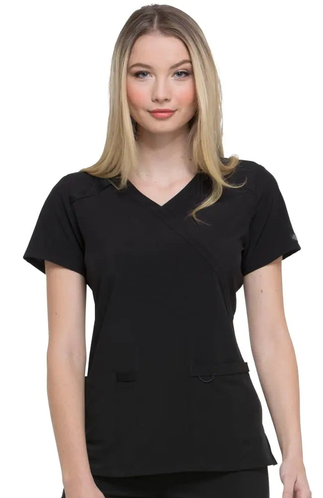 Dickies EDS Essentials Scrub DK625 Mock Wrap Top Black