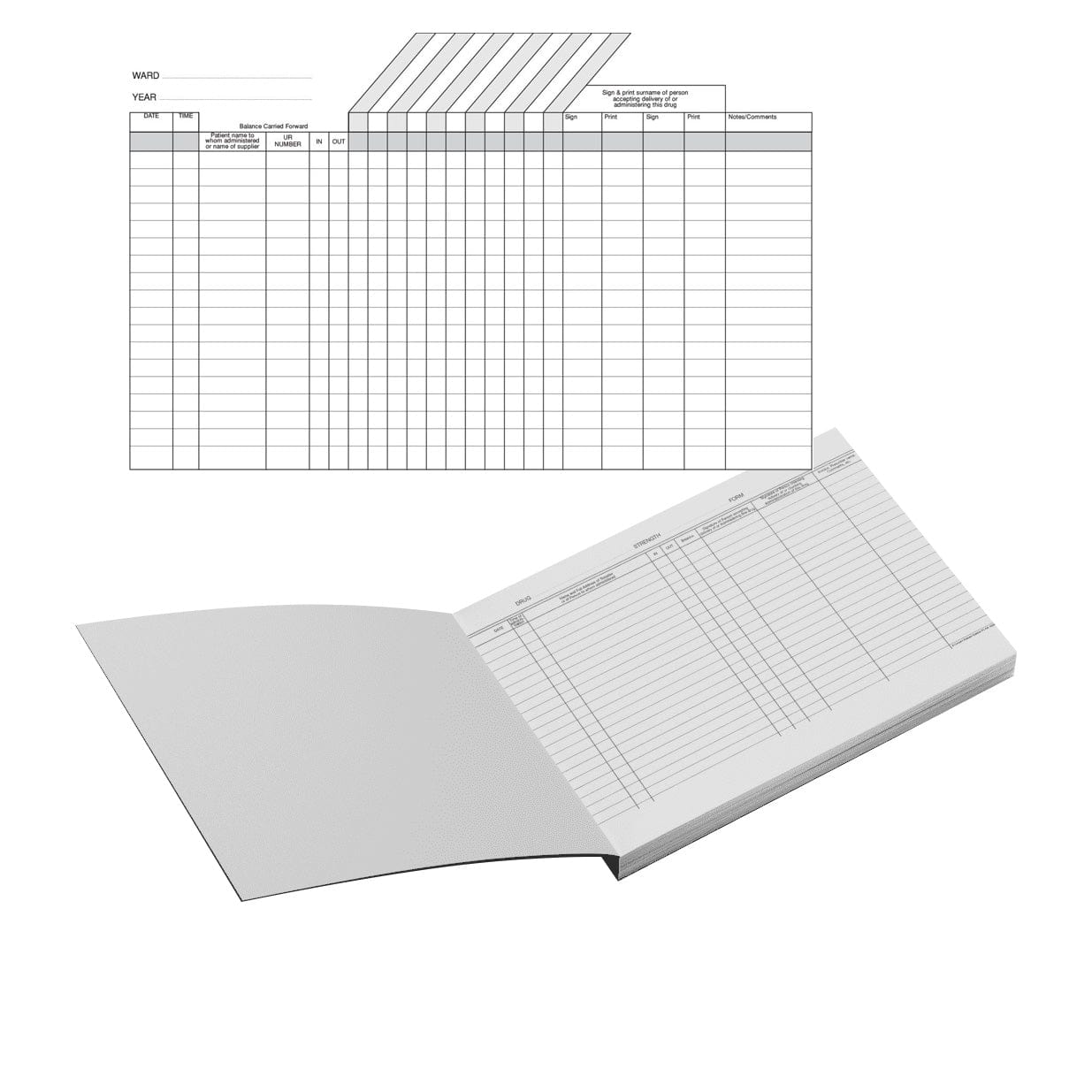 Compact Registers Drug Of Addiction Book - Multiple Drugs Per Page, 335 x 210mm