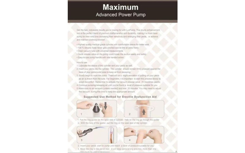 LuvPump Maximum ED Aid Penis Vacuum Pump for Erectile Dysfunction