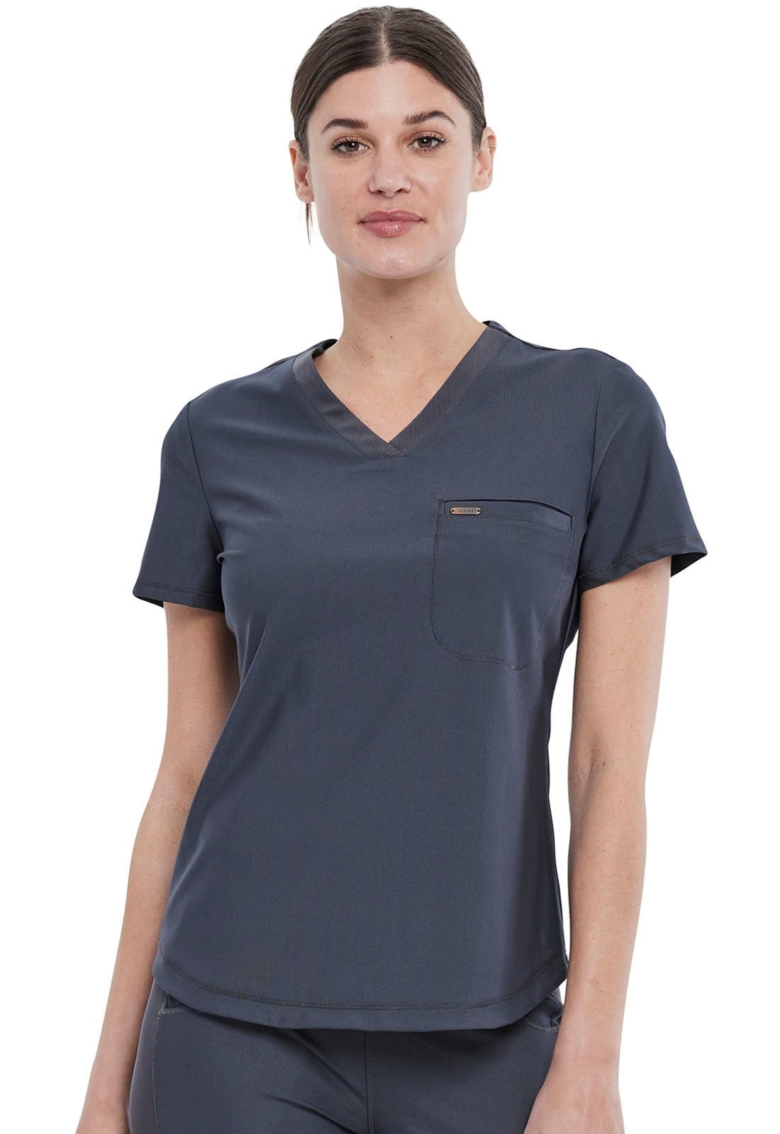 Form By Cherokee Scrub Tops Pewter / XXS Form by Cherokee Scrubs Tuckable V-Neck Top