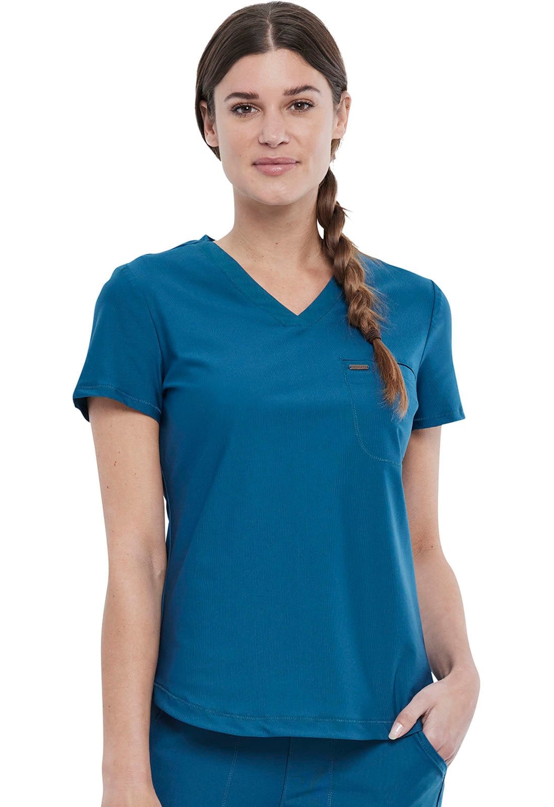 Form By Cherokee Scrub Tops Caribbean Blue / XXS Form by Cherokee Scrubs Tuckable V-Neck Top