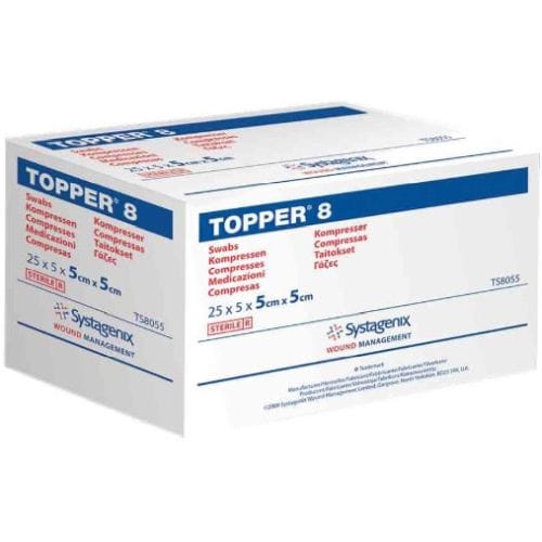 GAUZE SWABS 5x5cm TOPPER 8 5's ST