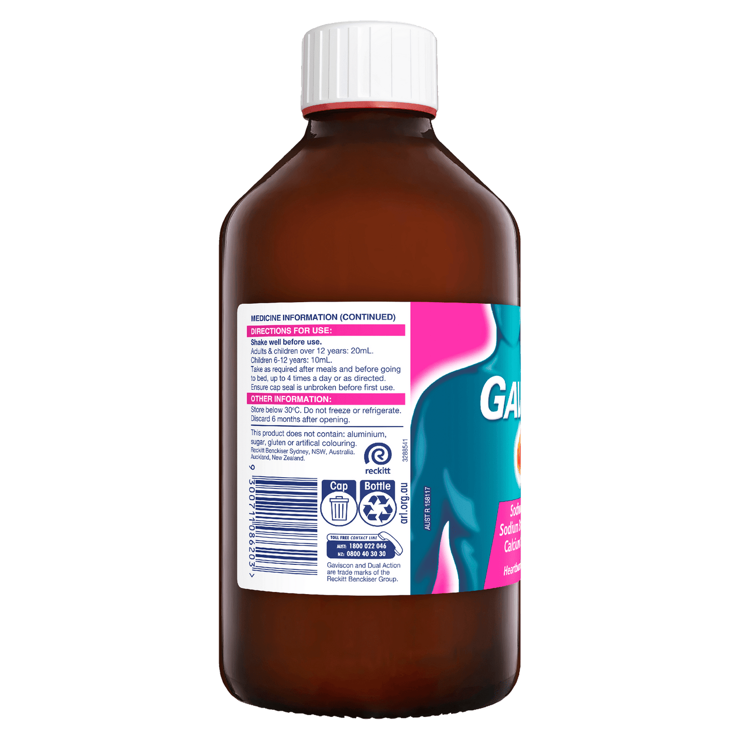 Gaviscon Antacids Gaviscon Double Action Liquid Mint 600ml - Fast Relief for Heartburn