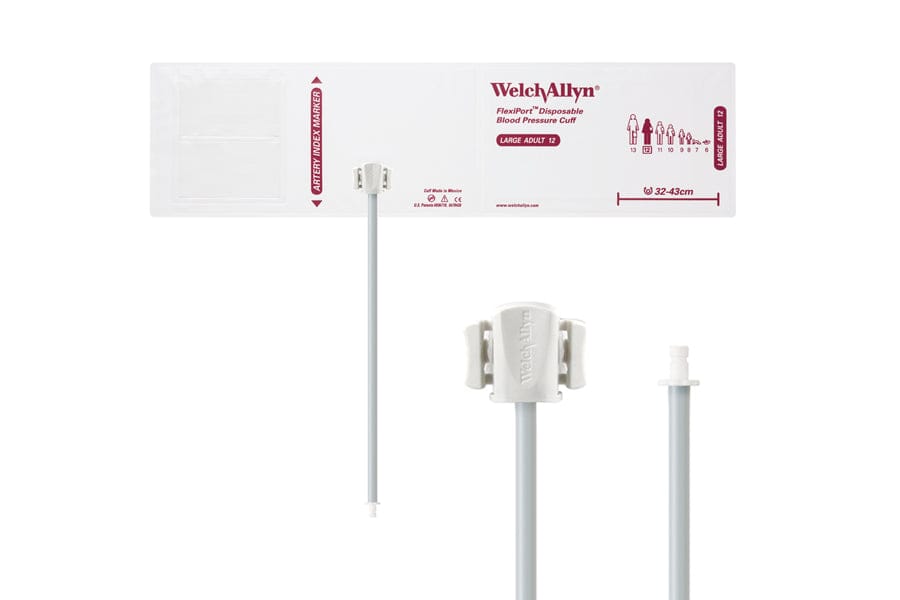 Hillrom - Welch Allyn Soft Disposable FlexiPort Cuff - One-Tube, Bayonet, Large Adult, Size 12, 32-43 cm