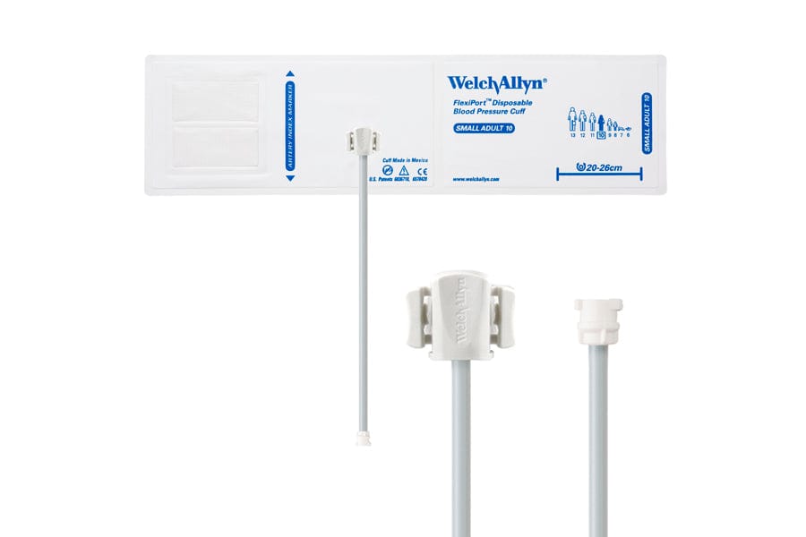 Hillrom - Welch Allyn Soft Disposable FlexiPort Cuff - One-Tube, Locking, Small Adult, Size 10, 20-26 cm