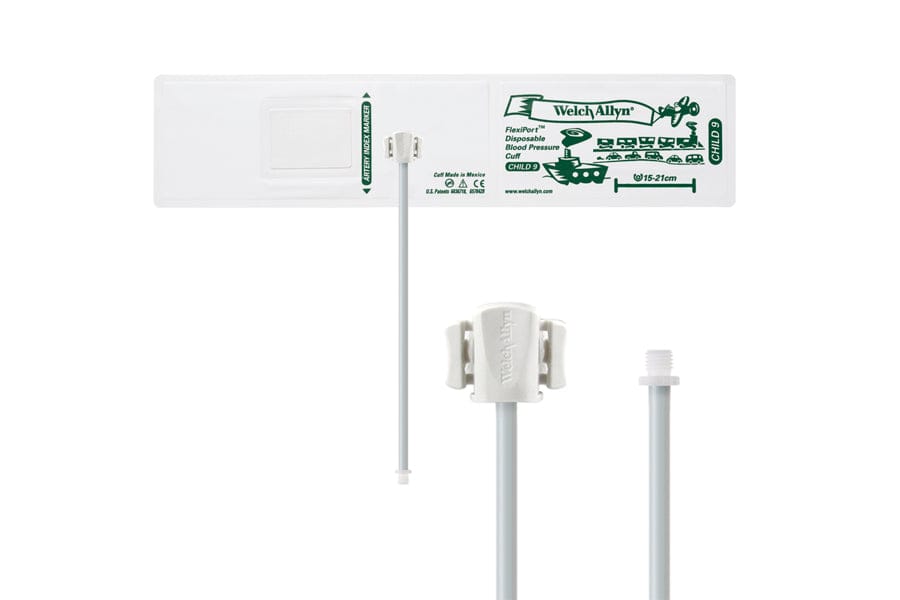 Hillrom - Welch Allyn Soft Disposable FlexiPort Cuff - One-Tube, Screw, Child, Size 9, 15-21 cm