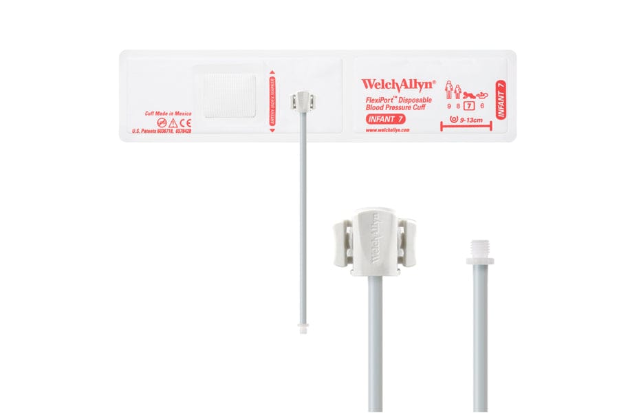 Hillrom - Welch Allyn Soft Disposable FlexiPort Cuff - One-Tube, Screw, Infant, Size 7, 9-13 cm