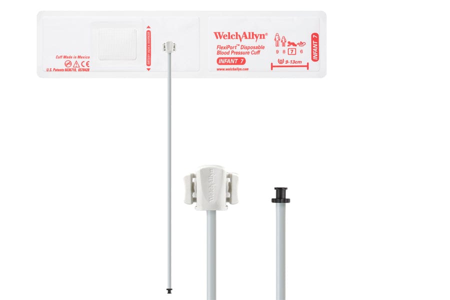 Hillrom - Welch Allyn Soft Disposable FlexiPort Cuff - One-Tube, Tri-Purpose, Infant, Size 7, 9-13 cm