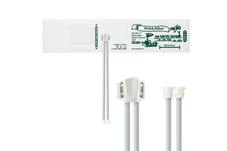 Hillrom - Welch Allyn Soft Disposable FlexiPort Cuff - Two-Tube, Locking, Child, Size 9, 15-21 cm