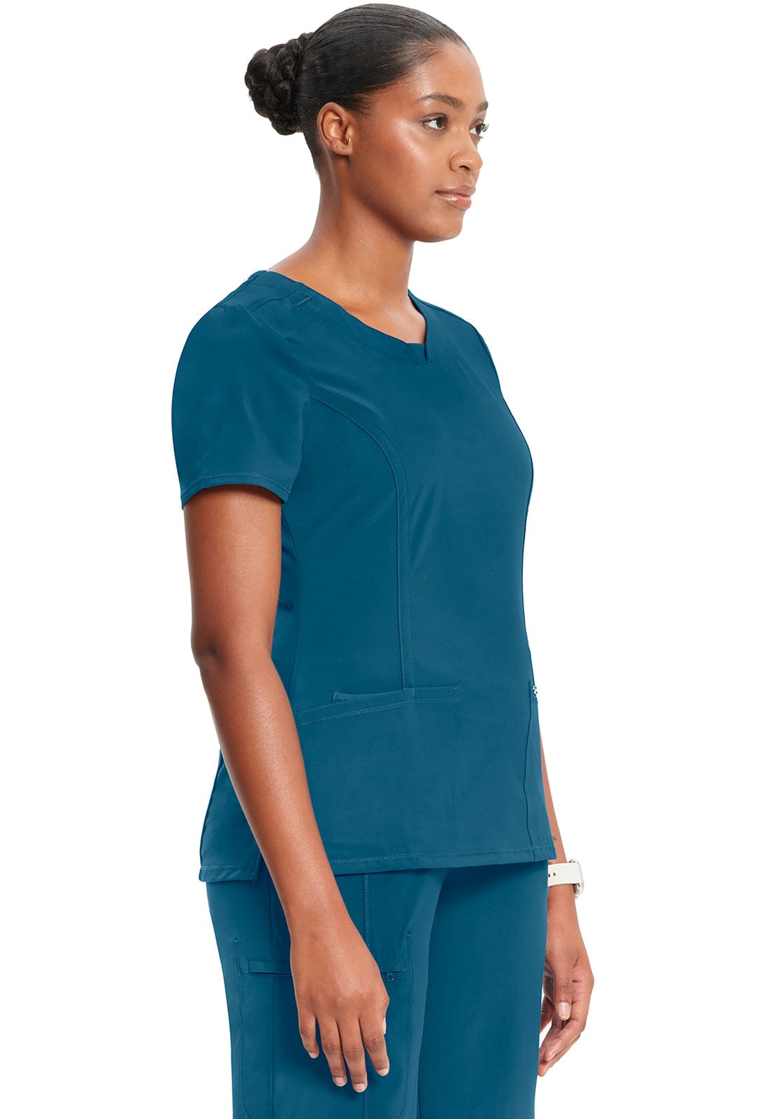 Infinity 2624A Scrubs Top Women's Round Neck Caribbean Blue