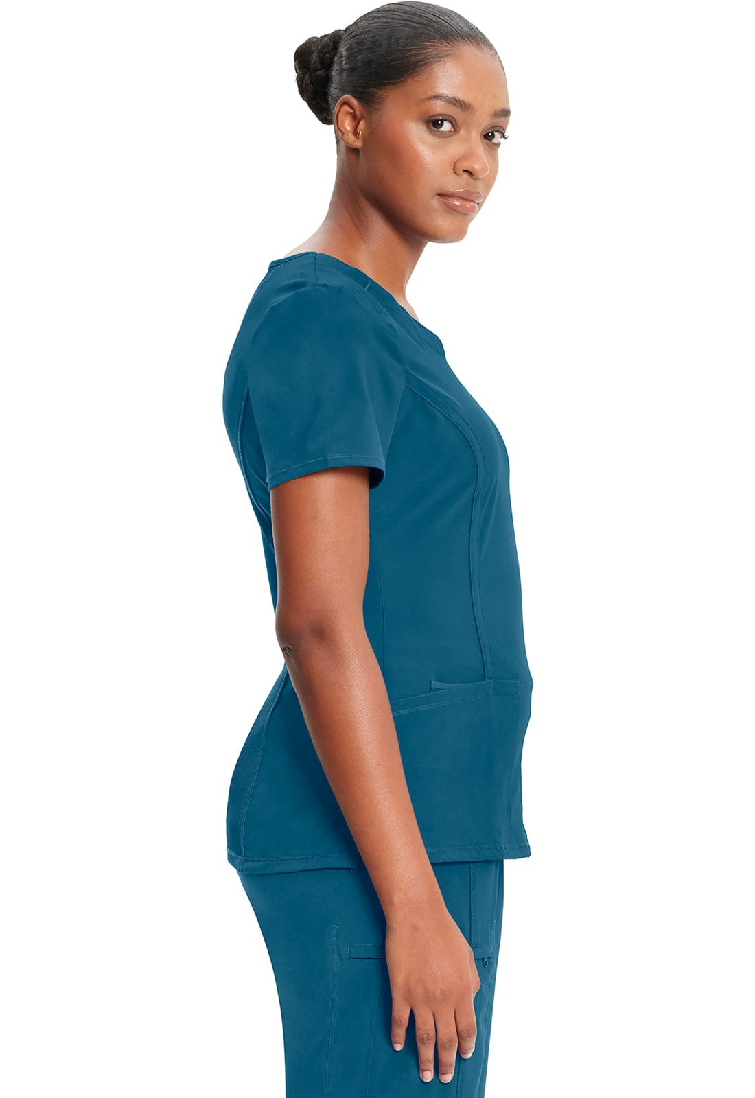 Infinity 2624A Scrubs Top Women's Round Neck Caribbean Blue