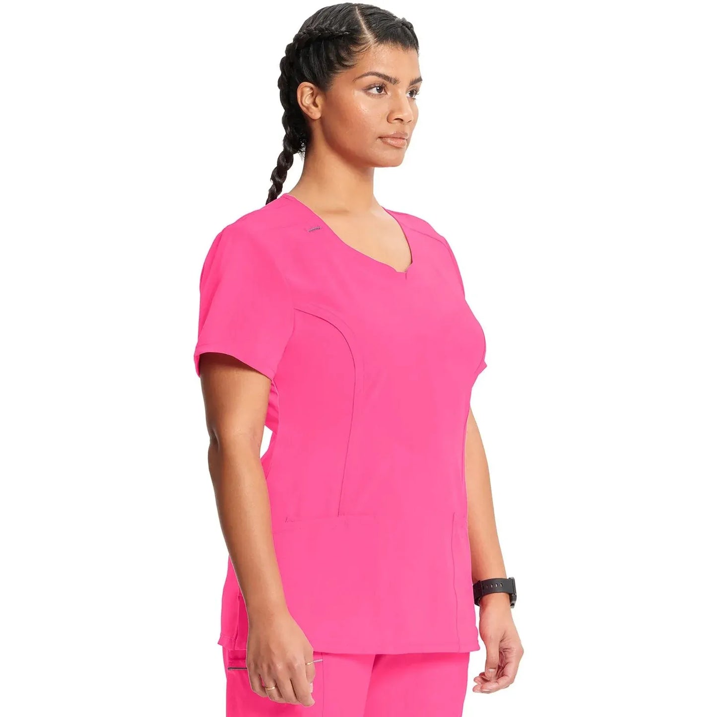 Infinity 2624A Scrubs Top Women's Round Neck Carmine Pink