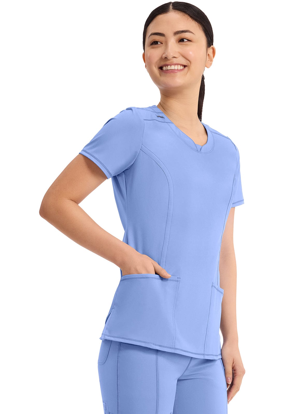 Infinity 2624A Scrubs Top Women's Round Neck Ceil Blue