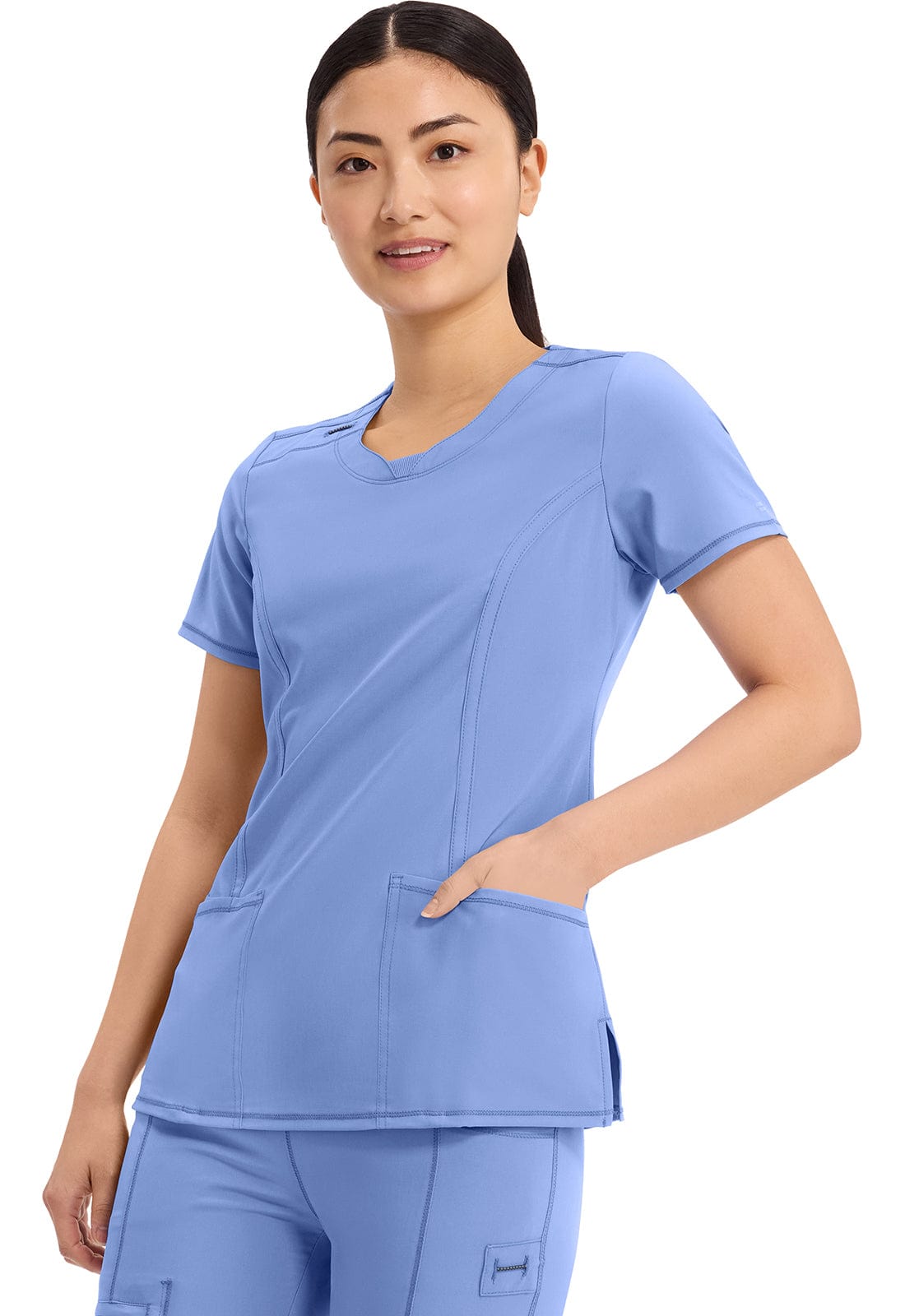 Infinity 2624A Scrubs Top Women's Round Neck Ceil Blue