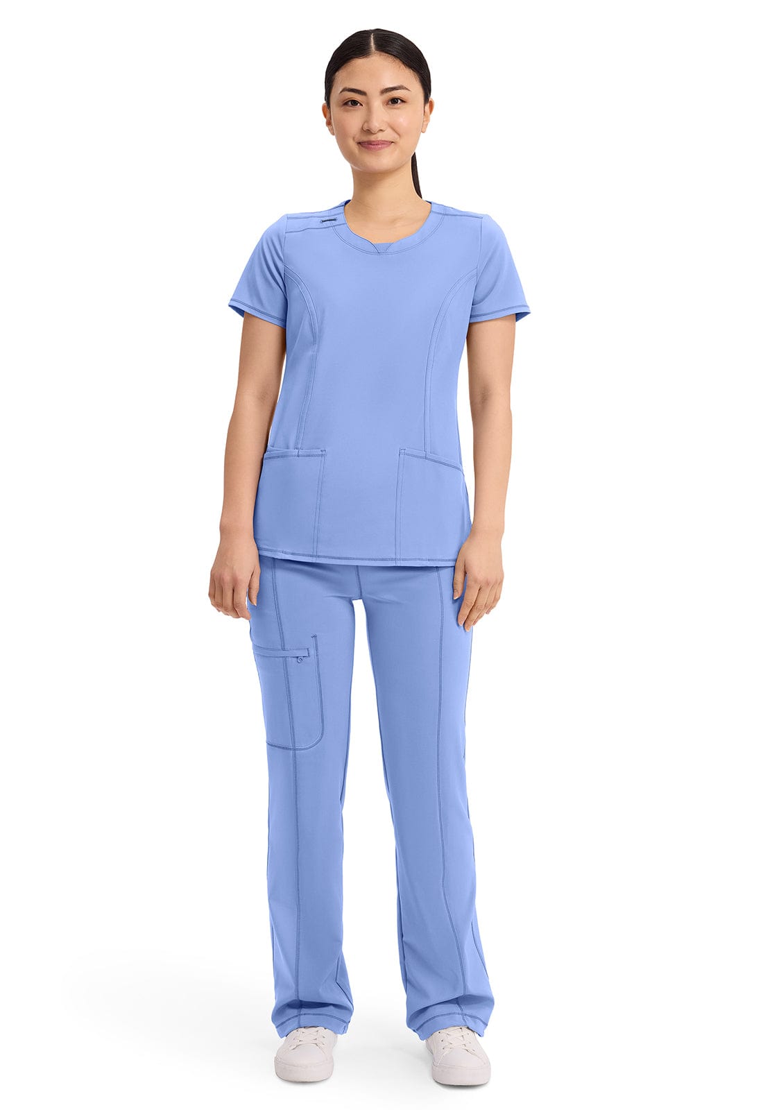 Infinity 2624A Scrubs Top Women's Round Neck Ceil Blue