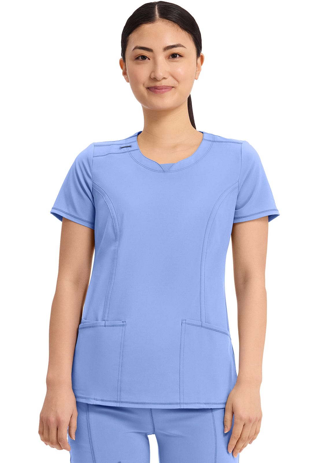 Infinity 2624A Scrubs Top Women's Round Neck Ceil Blue