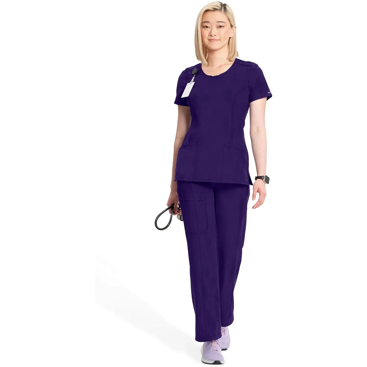 Infinity 2624A Scrubs Top Women's Round Neck Grape