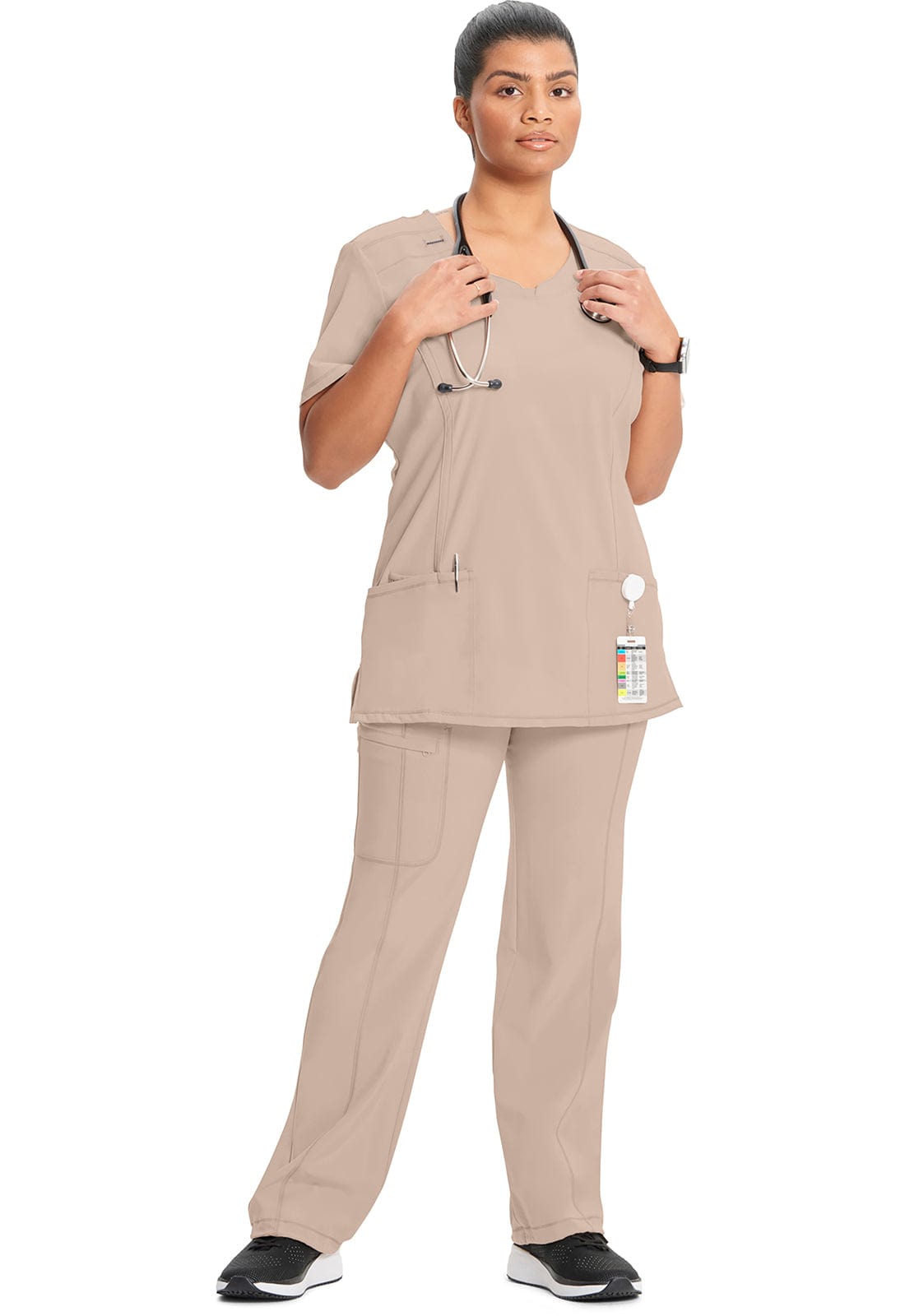 Infinity 2624A Scrubs Top Women's Round Neck Khaki