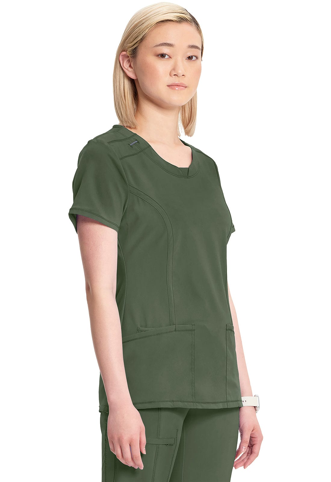 Infinity 2624A Scrubs Top Women's Round Neck Olive