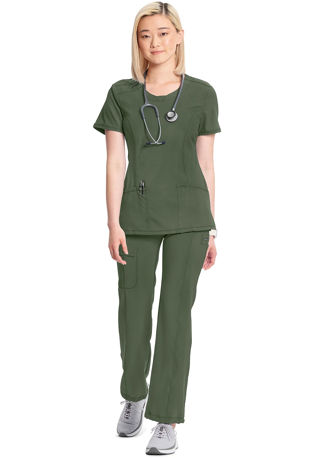 Infinity 2624A Scrubs Top Women's Round Neck Olive