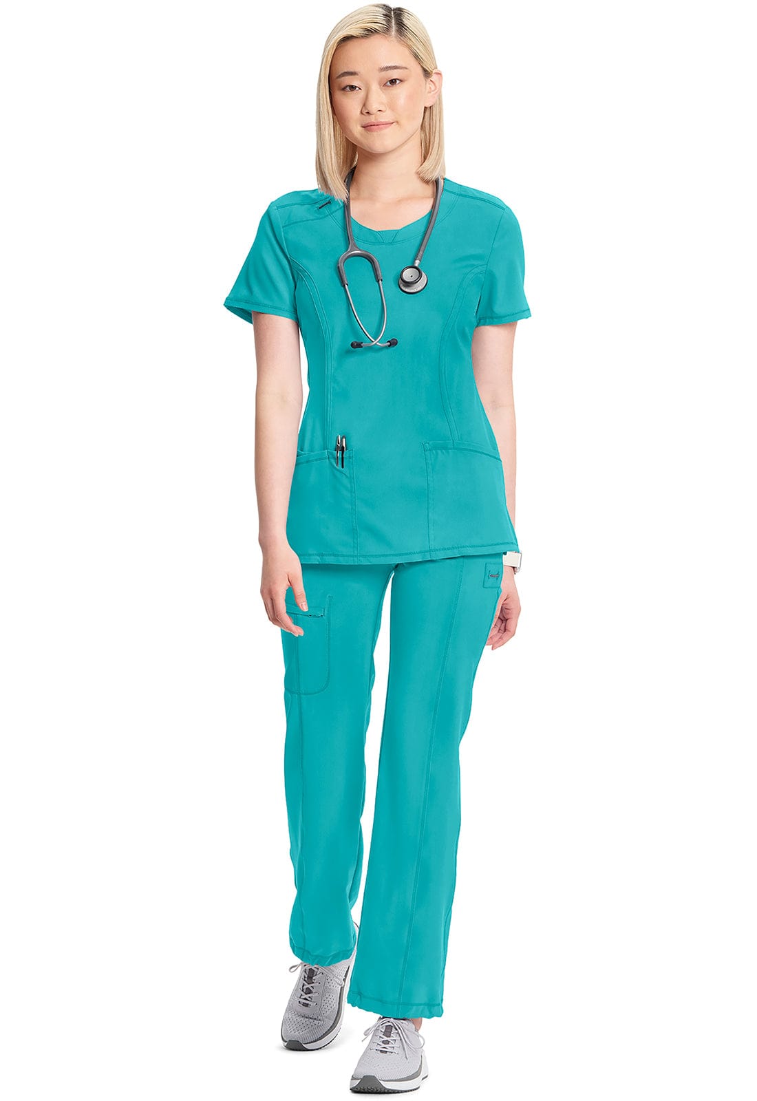 Infinity 2624A Scrubs Top Women's Round Neck Teal Blue