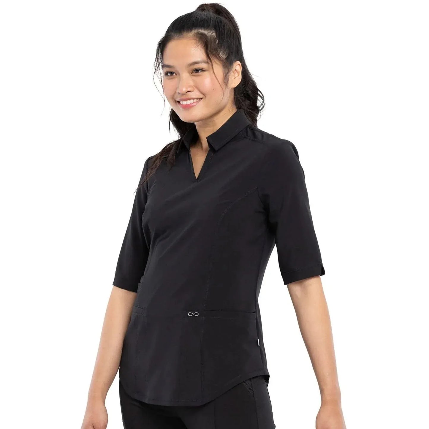 Cherokee Scrubs Top Infinity Scrubs Polo Shirt Black