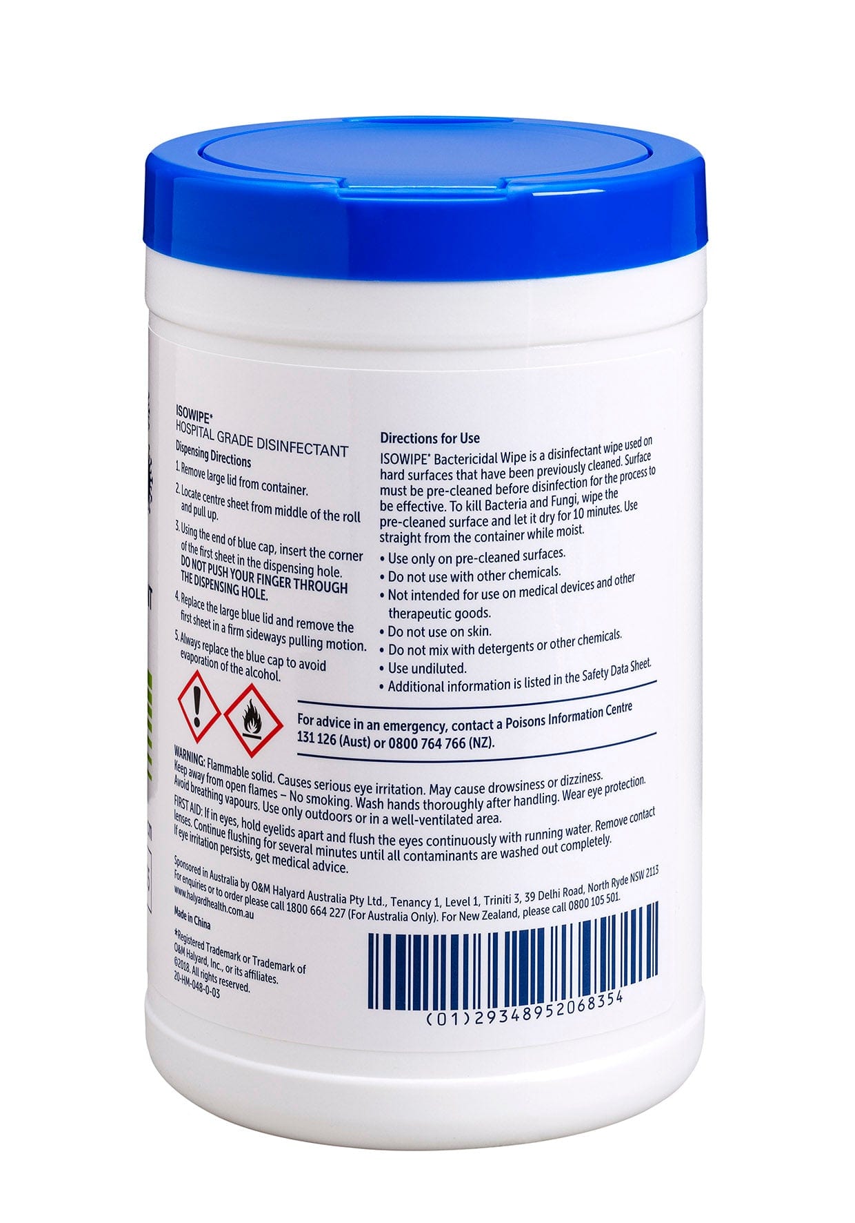 Halyard Surface Wipes ISOWIPE Bactericidal Wipes