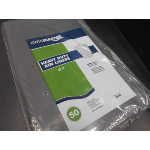Kwikmaster Cleaning & Washroom Supplies Carton of 200 Kwikmaster Bin Liner Extra Heavy Duty Flat Pack Black 82L