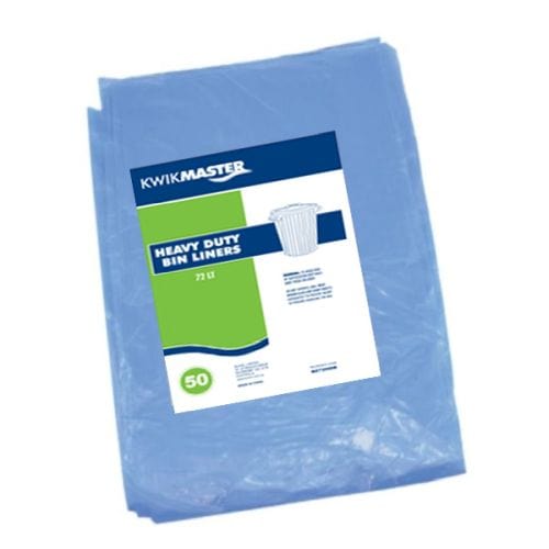 Kwikmaster Cleaning & Washroom Supplies Carton of 250 Kwikmaster Bin Liner Heavy Duty Flat Pack Blue 70 to 77L