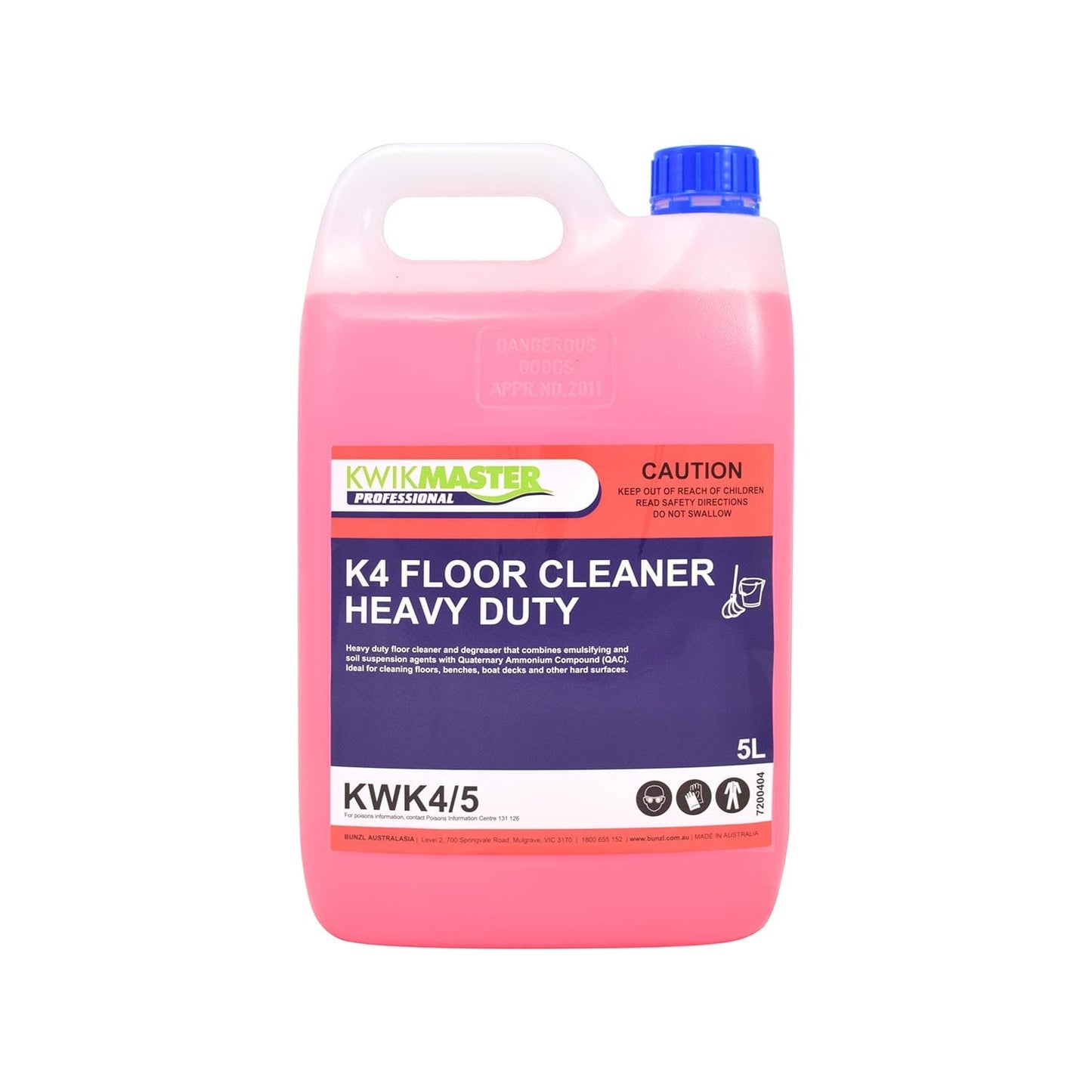 Kwikmaster Professional Cleaning & Washroom Supplies Carton of 3 Kwikmaster K4 Floor Cleaner & Degreaser Heavy Duty 5L