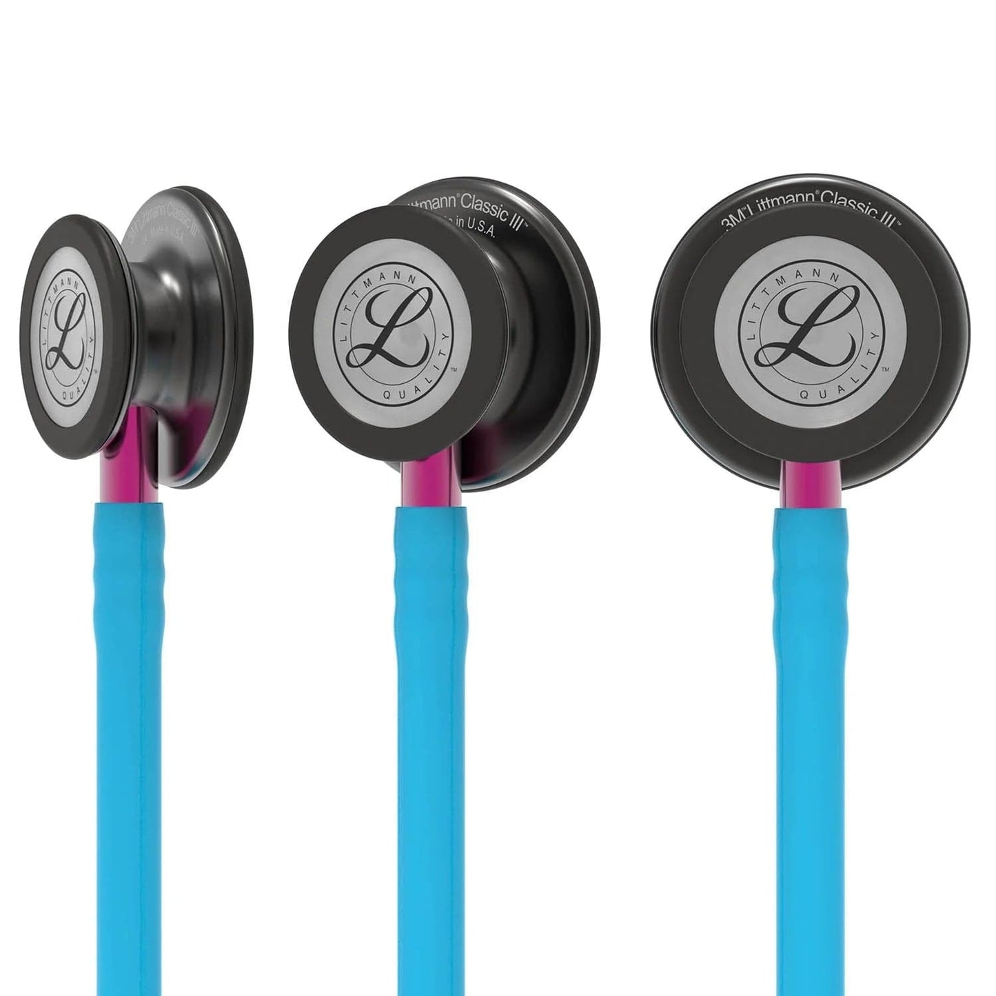 Littmann Classic Stethoscopes Littmann Classic III Stethoscope Smoke/Turquoise Pink Stem 5872