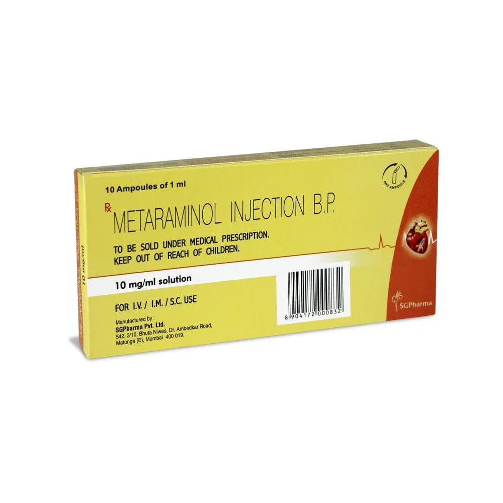 Metaraminol GH Pharma Injections Metaraminol Injection 10mg/ml Ampoule - Sympathomimetic Amine for Blood Pressure