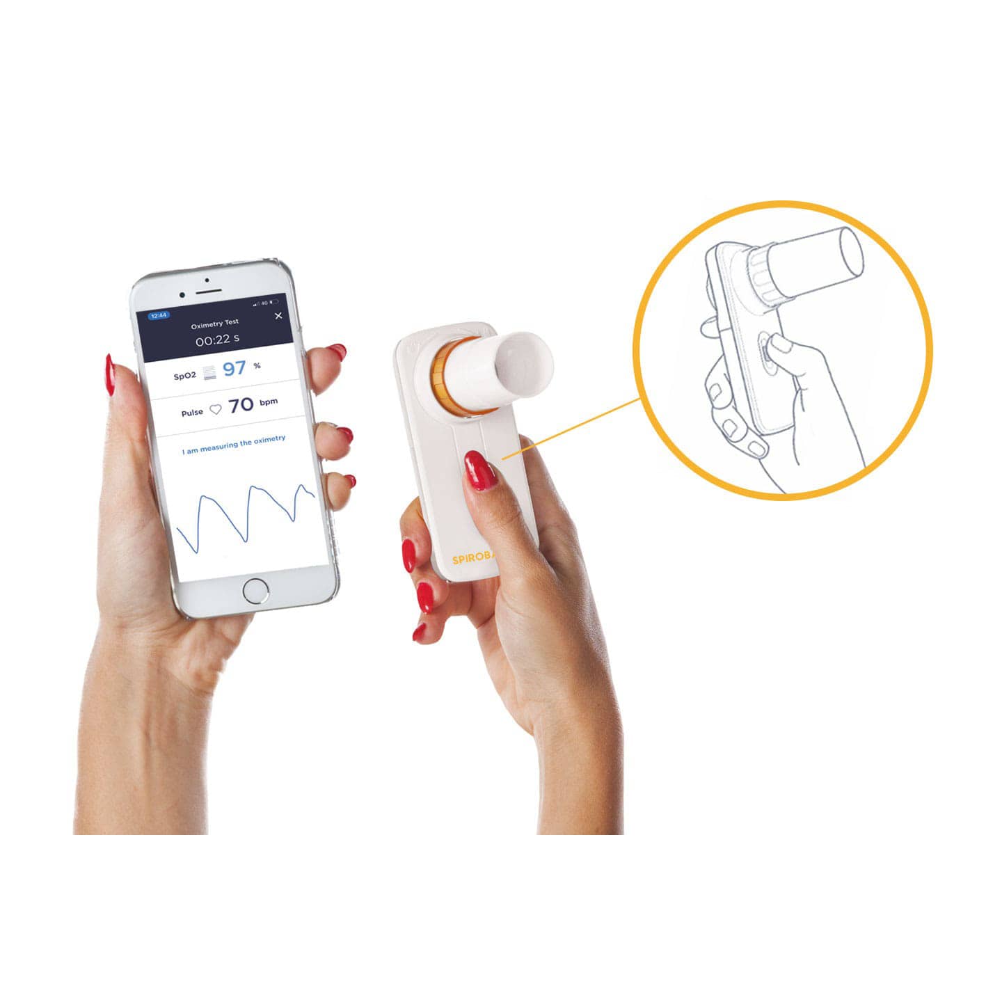 MIR Spirometers MIR Spirobank Oxi Spirometer With Reusable Turbine, Bluetooth Connectivity, App