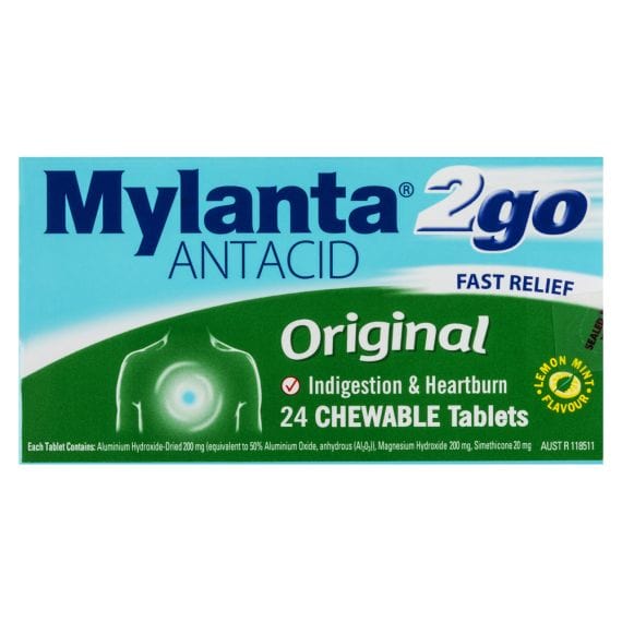 Mylanta Antacids Mylanta 2Go Original Chewable Tablets - Fast Relief for Indigestion