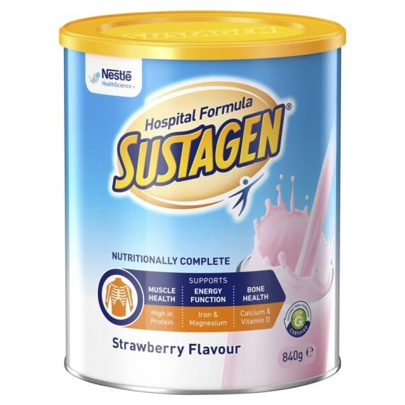 Nestle Healthcare Carton of 6 Nestle Sustagen Hospital Formula Active Strawberry 840g