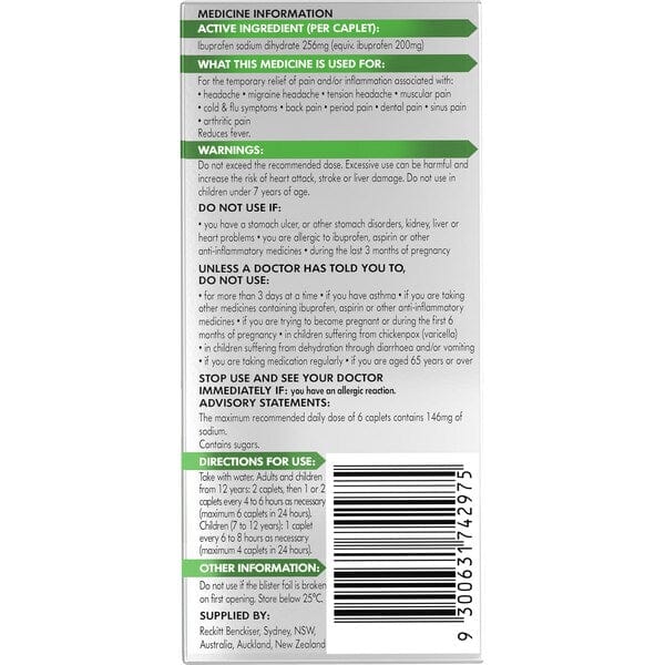 Nurofen Zavance Fast Pain Relief Tablets 256mg Ibuprofen