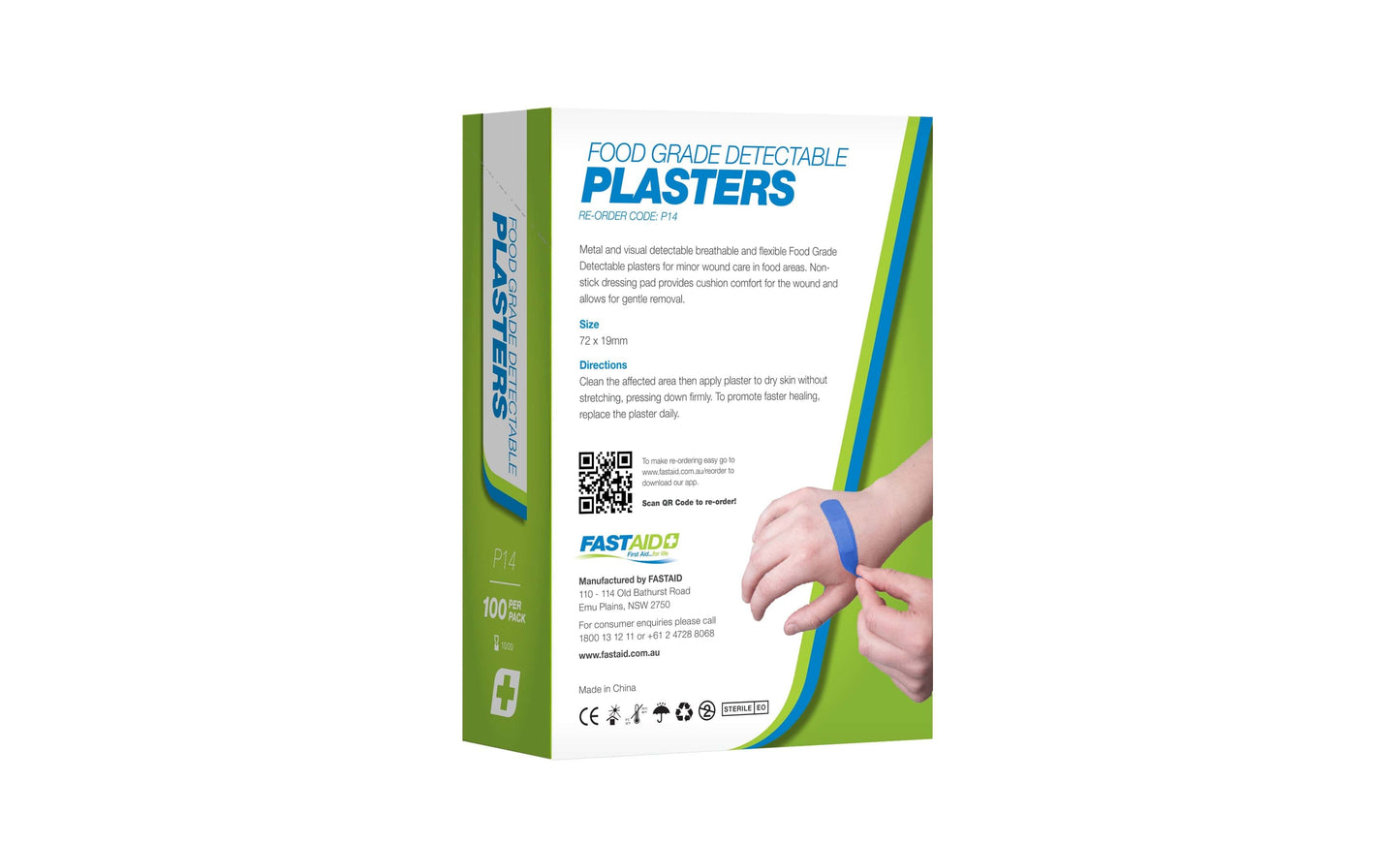 FastAid First Aid Consumables P14, Food Grade Plasters, Metal and Visual Detectable