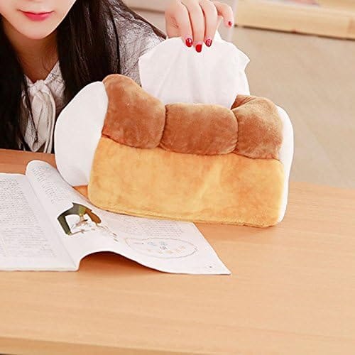Plush Soft Tissue Case Box Holder - Funny Cute Tissue Box Holder Yellow Simulation Toast Bread Plush Tissue Box for Car,Home,Office