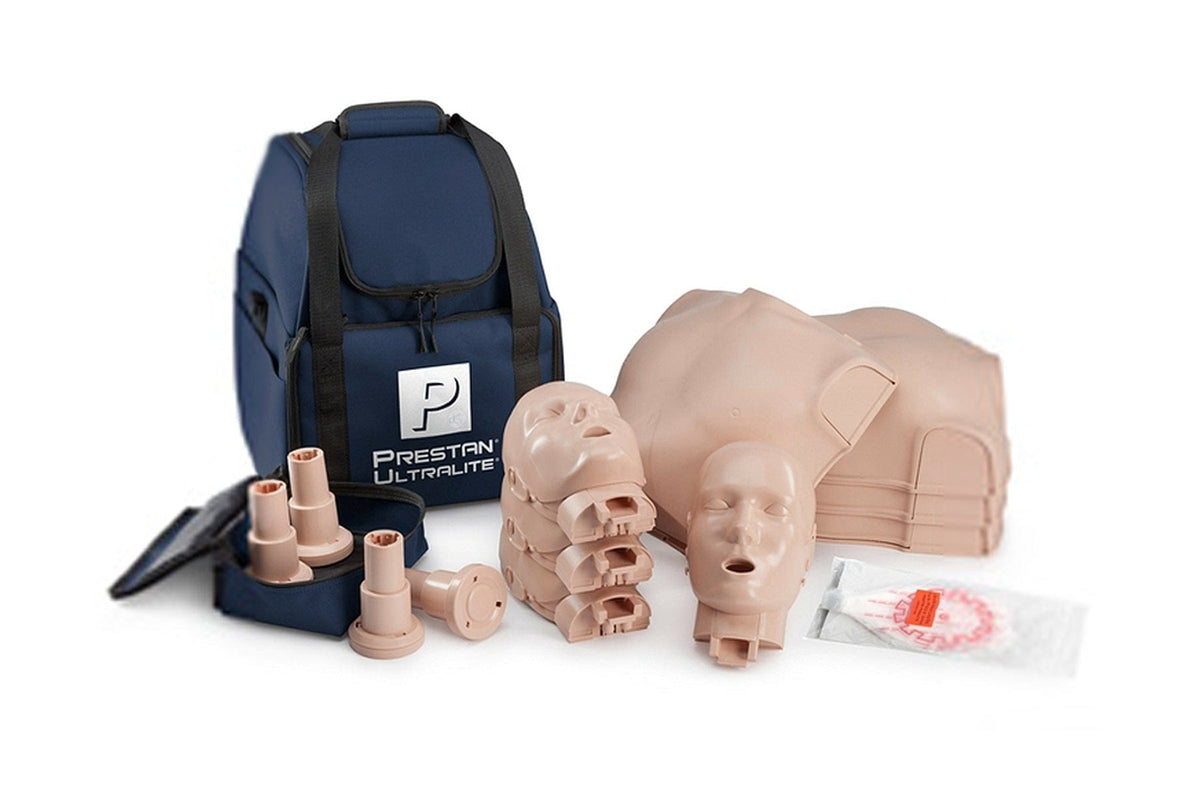 Prestan Professional Adult Ultralite Manikin 4-pack - with 50 lung bags and a nylon carrying case
