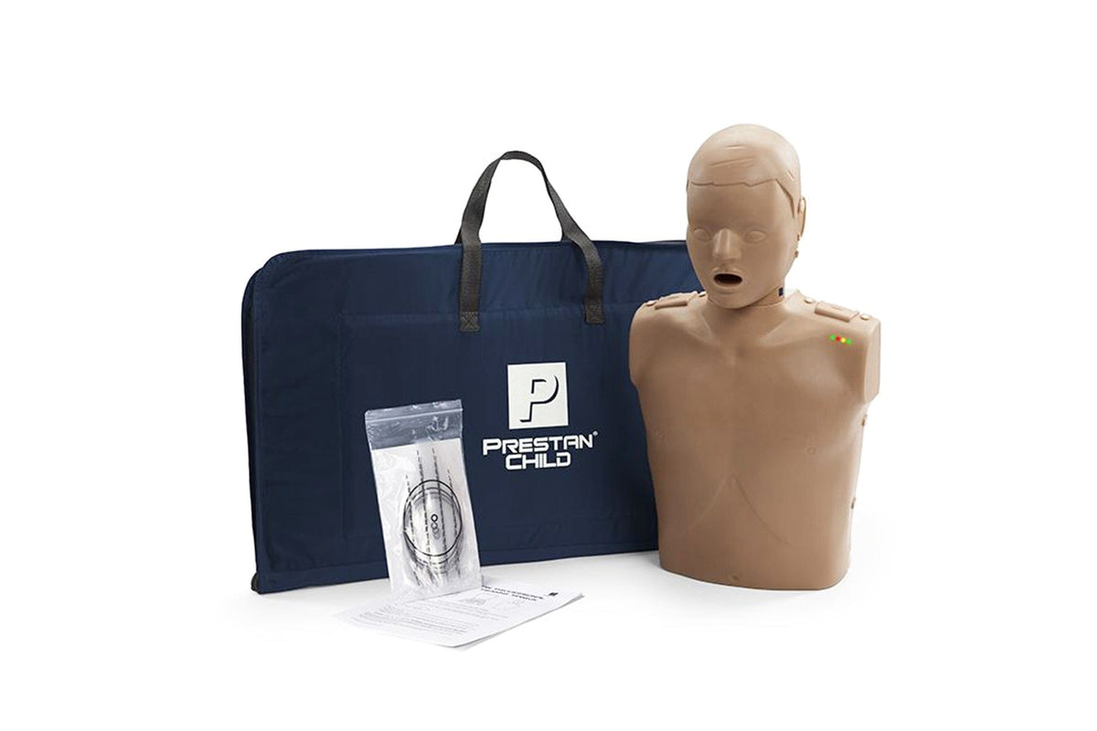 Prestan Professional Child CPR-AED Training Manikin - with Blue CPR Monitor, 10 lung bags and a nylon carrying case