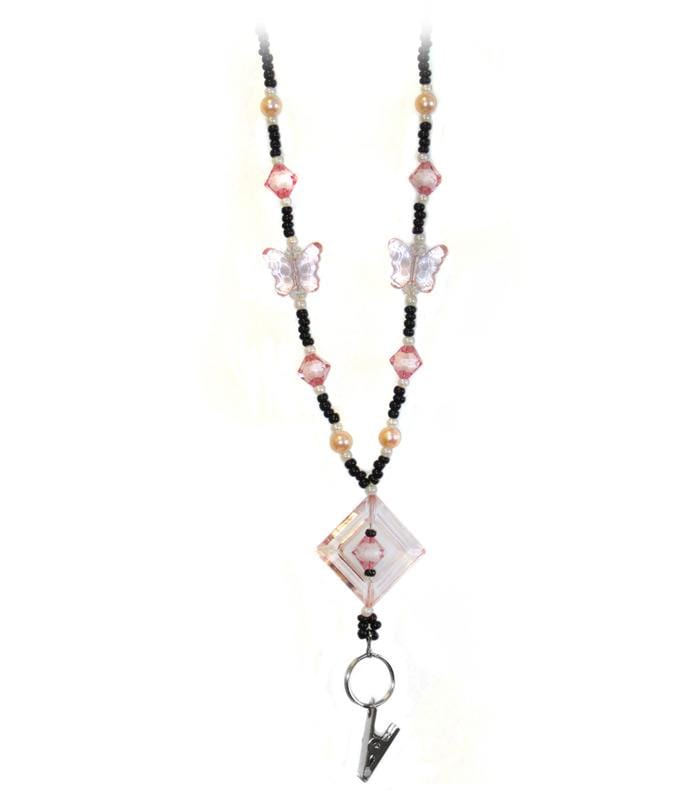 Prestige Medical Lanyards Pink Butterfly Prestige Deluxe Lanyard