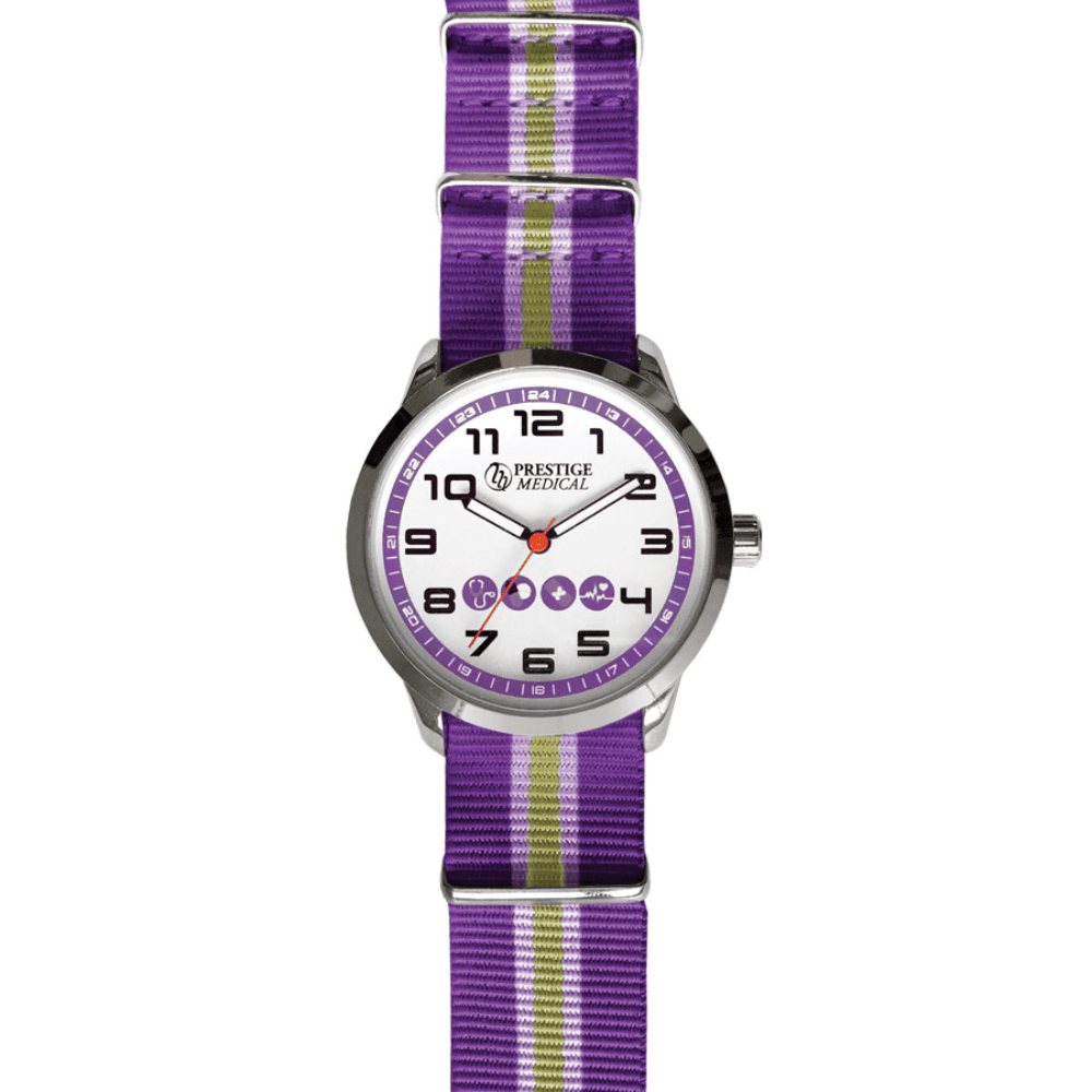 Prestige Medical Watches Purple Stripes Prestige Nylon Band Fashion Watch